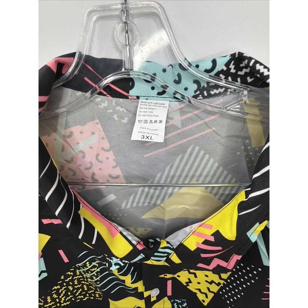 Mens Abstract Shirt Geometric Saved By The Bell Theme Size 3XL - '90s Party Look - Picture 3 of 14